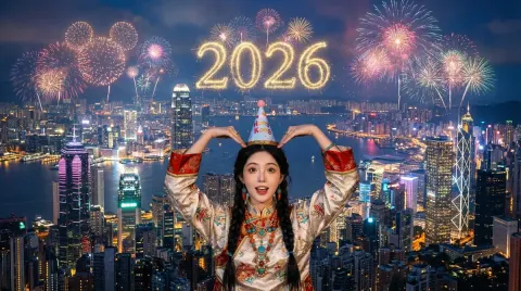 New Year City Skyline Celebration (Custom Character Version)