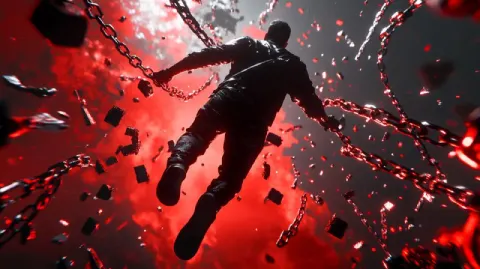 Man Breaking Chains in Flight