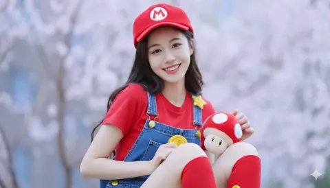 Person in Red Cap and Overalls