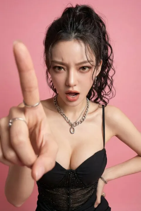 Photorealistic Edit: Hot-Tempered Girlfriend Pointing with Countdown