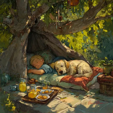 Pillow Fort Under Tree Shade