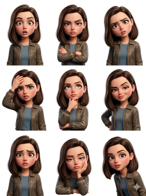 Pixar Style 3x3 Emotion Sticker