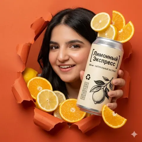 Premium Lemon Drink Can Advertising Photography