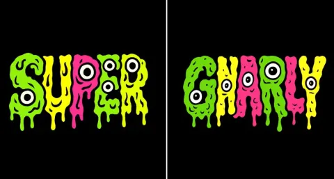 Psychedelic Grotesque Cartoon 'GNARLY' Text Design