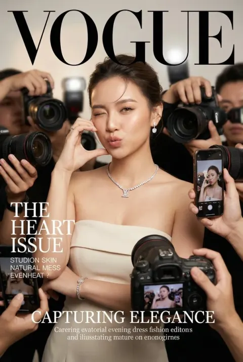 Realistic Vogue Magazine Cover-Style Fashion Portrait