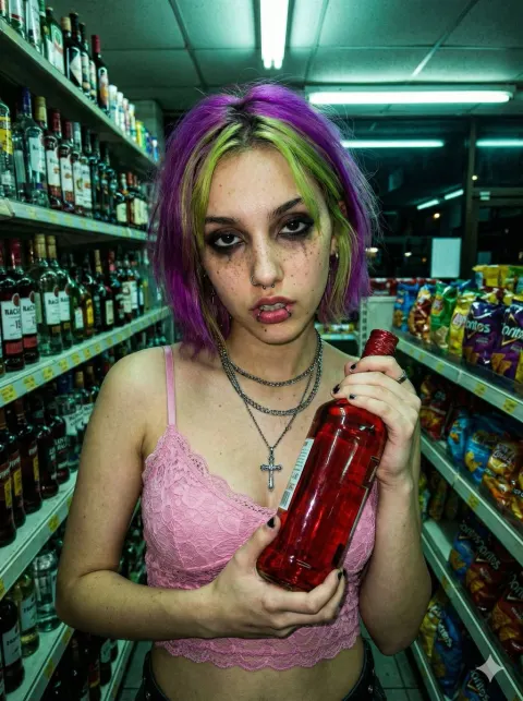 Rebellious Punk Girl Cyberpunk Portrait