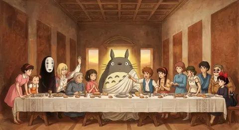 Reimagining Da Vinci's 'The Last Supper' with Miyazaki Characters