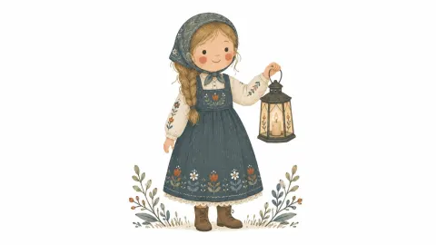 Scandinavian Folk Art Painting with Soft Colors