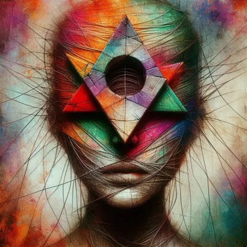 Asymmetric Lady with Mixed Media Abstract Art