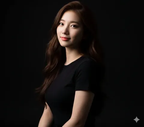 Studio Portrait Photography: Black Background, Side Lighting, Half-Length