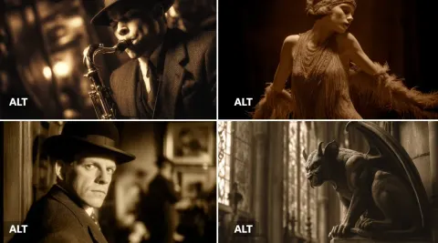 Subject in Sepia-Toned Silent Film Scene