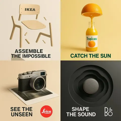 Surreal Minimal Conceptual Advertisement Poster for {BRAND or PRODUCT NAME}