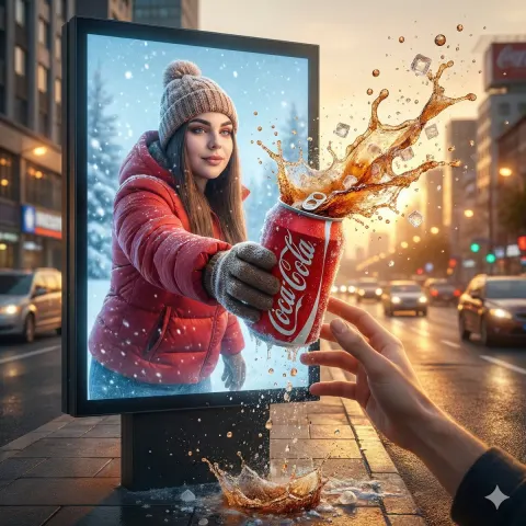 Surreal Winter Billboard Ad with Krithi Shetty