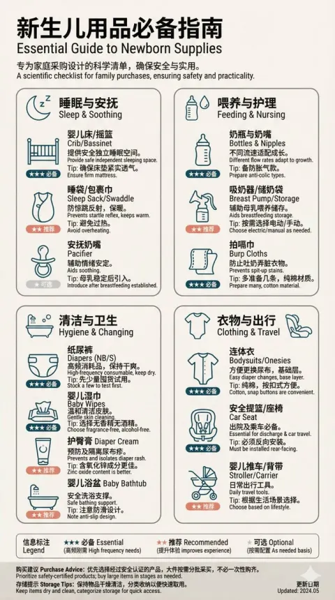 Swiss High-End Design Style Newborn Essentials Checklist Infographic