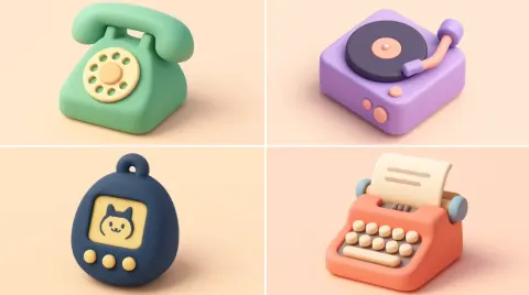 Tiny cute isometric emoji with soft lighting