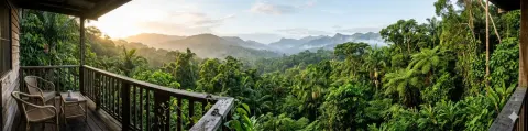 Tropical Jungle Panorama & Sunset City