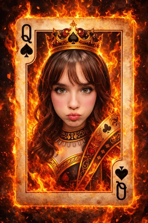Ultra-detailed fantasy playing card illustration of the Queen of Spades