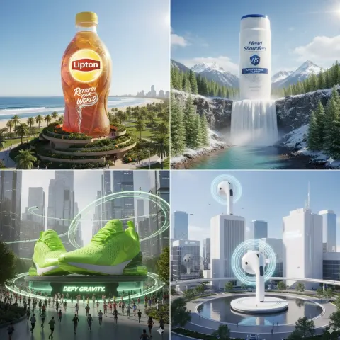 Ultra-realistic CGI shot of a giant [PRODUCT NAME HERE], seamlessly integrated into a matching real-world envi