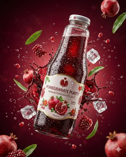 Ultra-Realistic Cherry Juice Commercial Photography