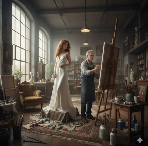 Vintage Art Studio Portrait
