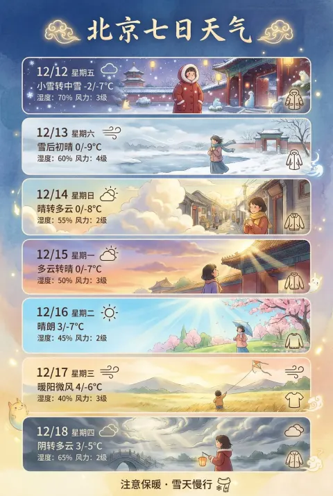 Weather Visualization Poster for Beijing's Next 7 Days