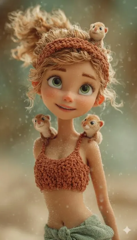 Whimsical 3D Animated Portrait of a Cute Young Fairy Girl