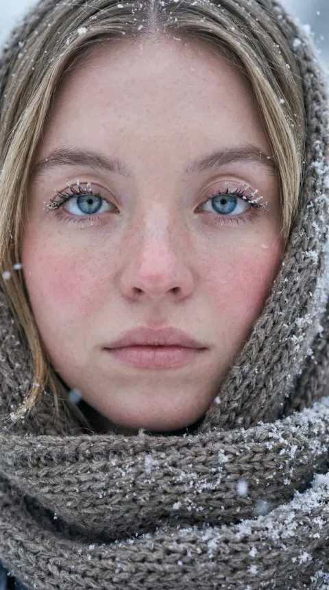 Young Woman Winter Portrait, Ultra Realistic Details