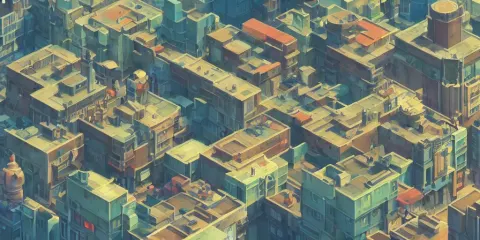 Rpg Isometric Top View of a Lovely City