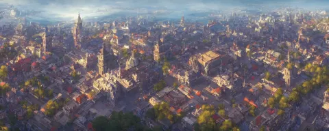 Isometric Aerial View of a City Center