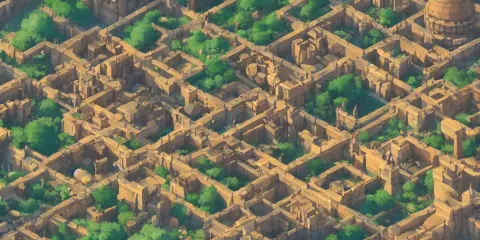 Rpg Isometric Top View of a Lovely Medieval Fantasy City