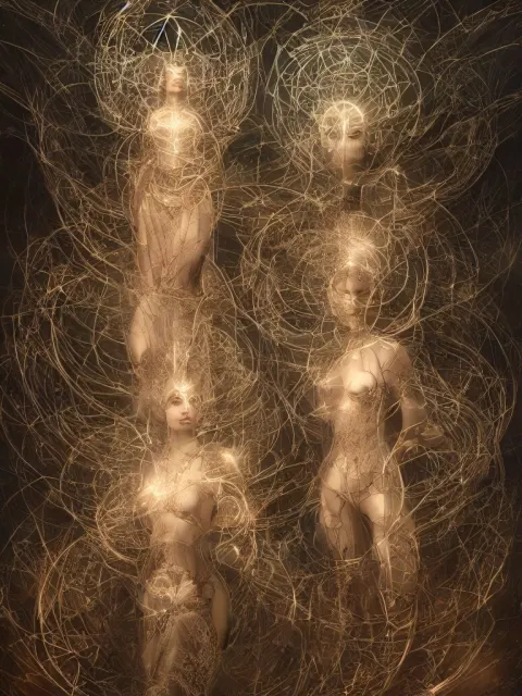 Photo of Her a Mystical Goddess Woman Covered in Modular Synthesizer Parts Surrounded