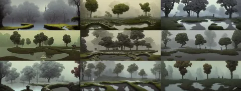Gorgeous Bleak Spring Landscape Painting