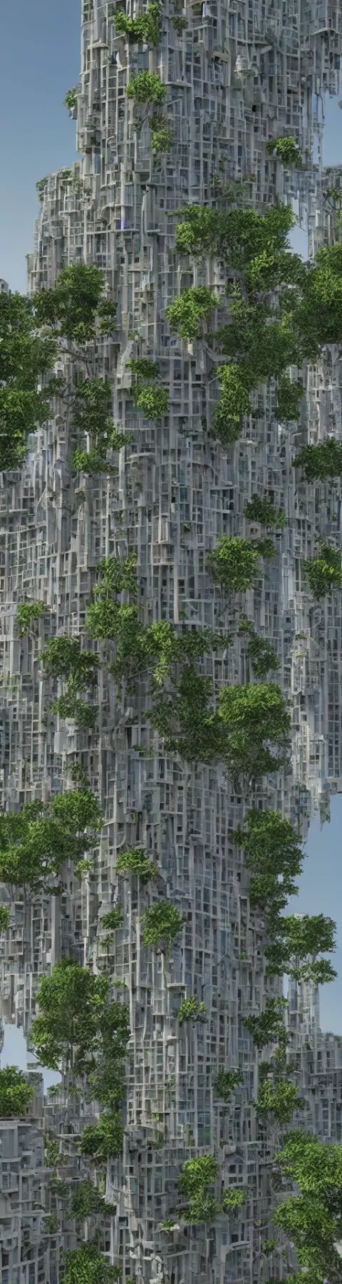 Solarpunk Highrise Building in the Style of Antoni Gaudi