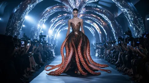 Hyper-Realistic Fashion Model on Runway
