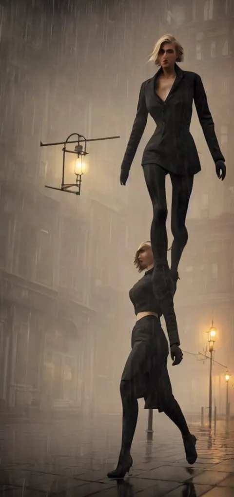 Beautiful Model Annie Leonhart Running on High Heels with Open Toe in Dunwall City
