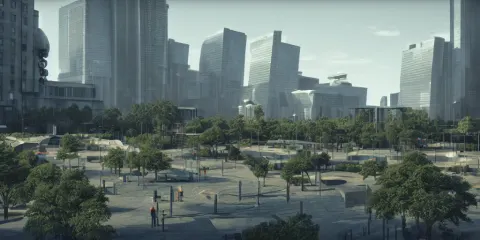 Modern City Center Public Park