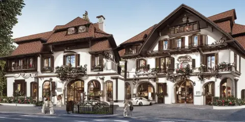 Beautiful Swiss Chalet with a Large Clock in its Front