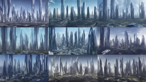 Skyline of Futuristic City in the Year 2 1 0 0