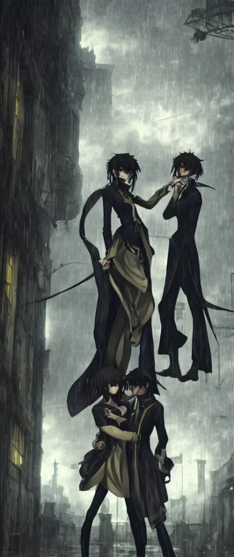 Lelouch Lamperouge and Asuka Langley in Dishonored Town