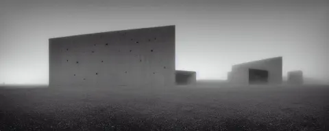 Hyper Realistic Brutalist Concrete Interior Building