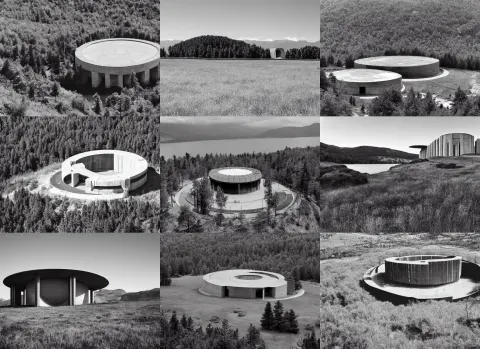 Huge Brutalist Concrete Circular Building