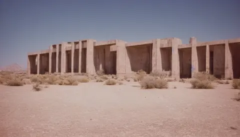Huge Neoclassical Brutalist Building in the Desert