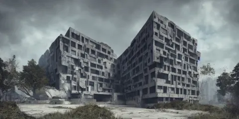 Surreal Brutalistic Building