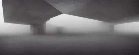 Realistic Interior of a Brutalist Architecture Building