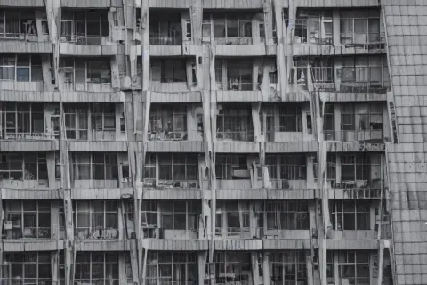Brutalist Building in the Shape of a Mobius Strip