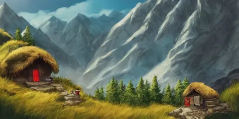 Beautiful Mountain Landscape with a Wonderfully Cozy Hut and a Beer Garden