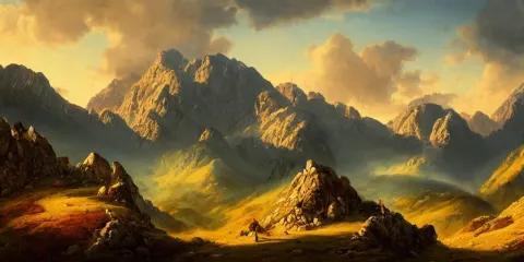 Matte Painting of Beautiful Mountain Landscape in Barian Alps