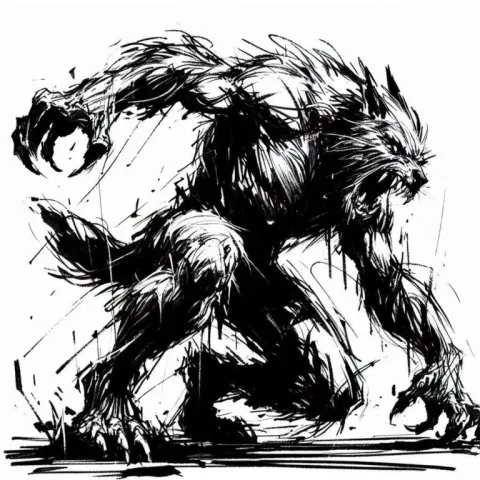 Terrifying Werewolf Sketch: Aggressive, Dynamic Lines