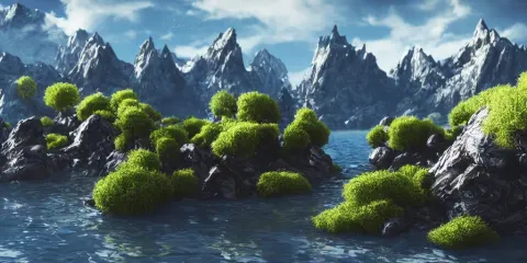 Ultrarealistic Alien Landscape with Water