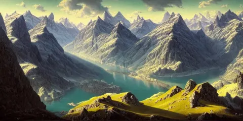 Matte Painting of Beautiful Mountain Landscape in Northern Switzerland